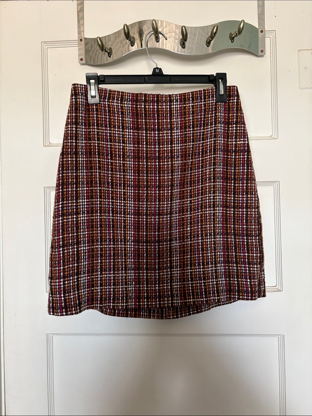 LOFT Plaid Mini Skirt in Burgundy and Cream Women’s Size 2